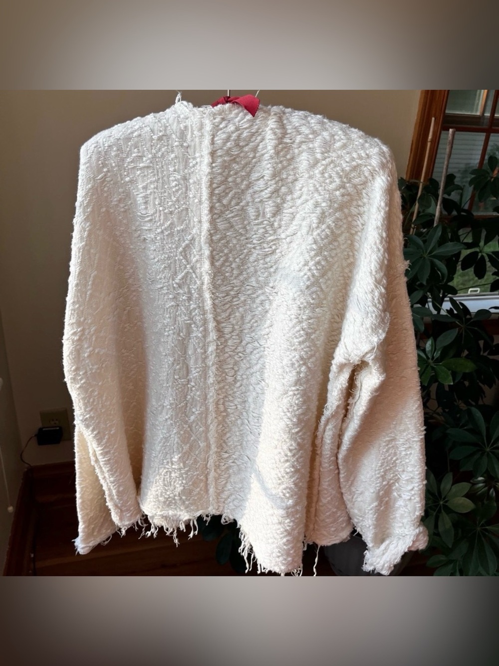 Free People shaggy ivory zip up sweater - Picture 2 of 3